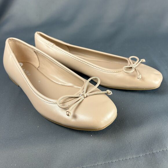 Calvin Klein Nude Beige Ballet Flats Bow Accent Size 9 NEW - Picture 8 of 14